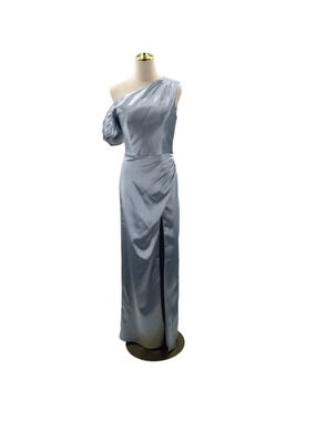 AW BRIDAL 8 M baby blue Rhianna satin crystal prom party gala maxi dress NEW 0b5